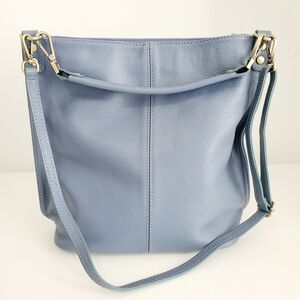 Classic Leather Italian Hobo Bag - Dusty Blue